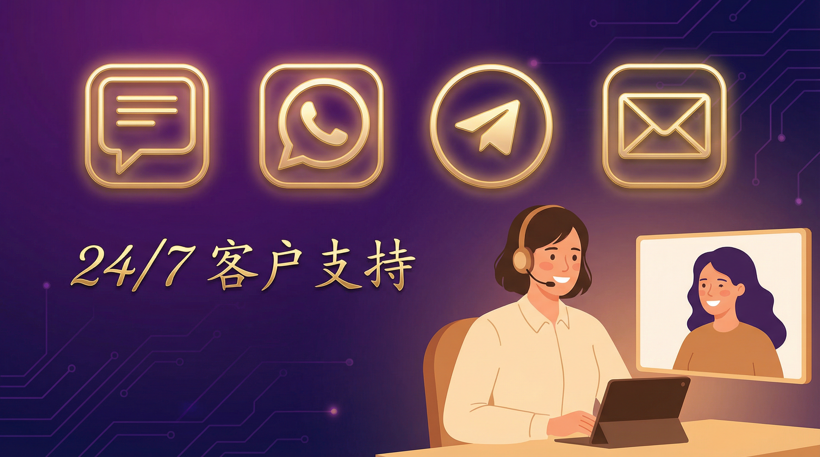 24/7全天候客户支持服务